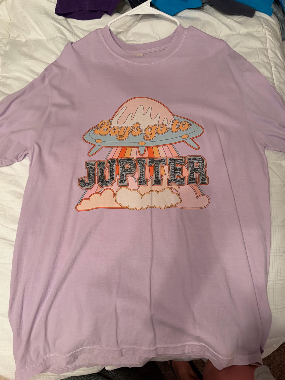 Purple Grpahic Tee, 'Boys go to Jupiter' Graphic